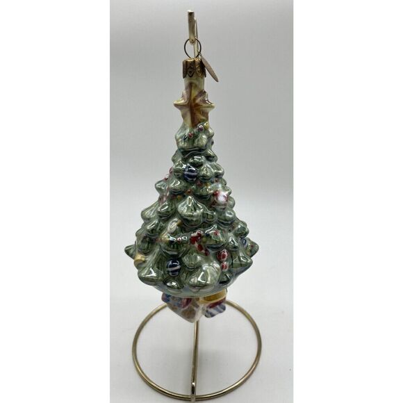 Christopher Radko Christmas Ornament Tree Presents Bell Shape Hand Painted Stand - Picture 2 of 8